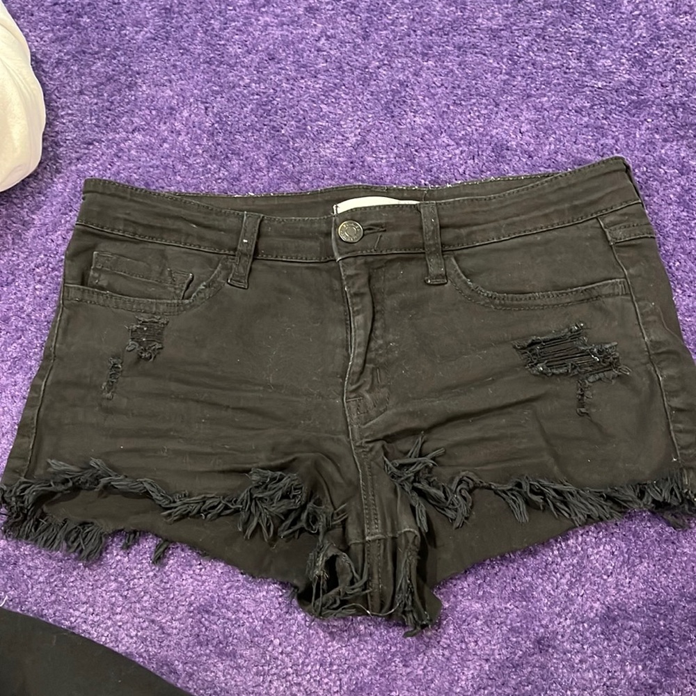Black jean shorts